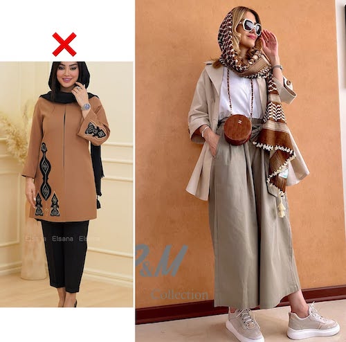 مدل مانتو با ترکیب رنگ‌ها