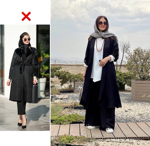 مدل مانتو مشکی با ترکیب رنگ